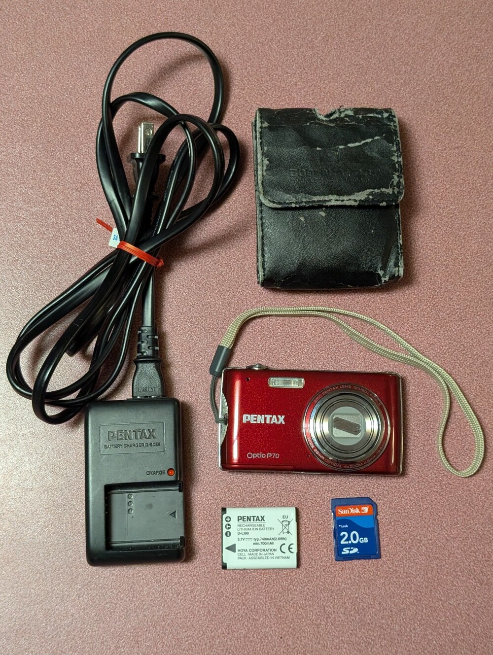 Pentax Optio P70 Compact Digital Camera - Metallic Red - Tested And Works
